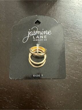 Stackable 3 Gold Tone Solid Band Rings Size 7 Jasmine Lane New Giftable